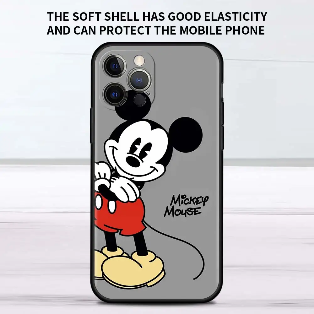 Cute Mickey Mouse Cartoon Case For Apple iPhone 13 11 12 Pro 7 XR X XS Max 8 6 6S Plus 5 5S SE 2022 13Pro Black Soft Phone Cover iphone 13 pro phone case