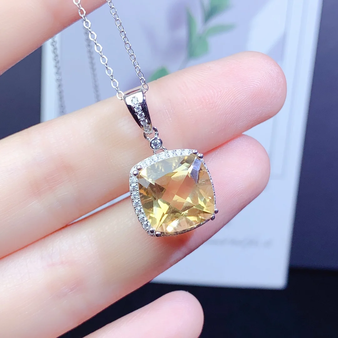 

925 Sterling Silver Natural Topaz Necklace Christmas Pendant Women's Exquisite Necklace Gem 925 Silver Jewelry Certified