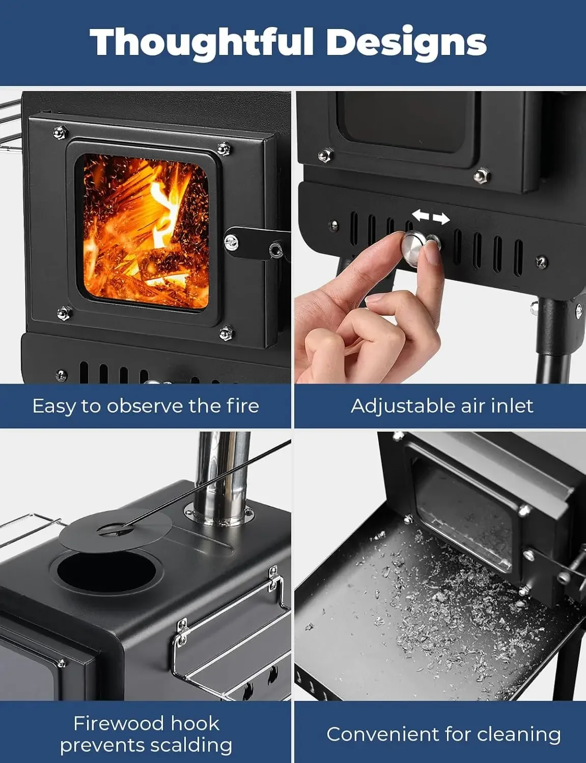 Burning Stove with 7 Section Chimney Pipes 2