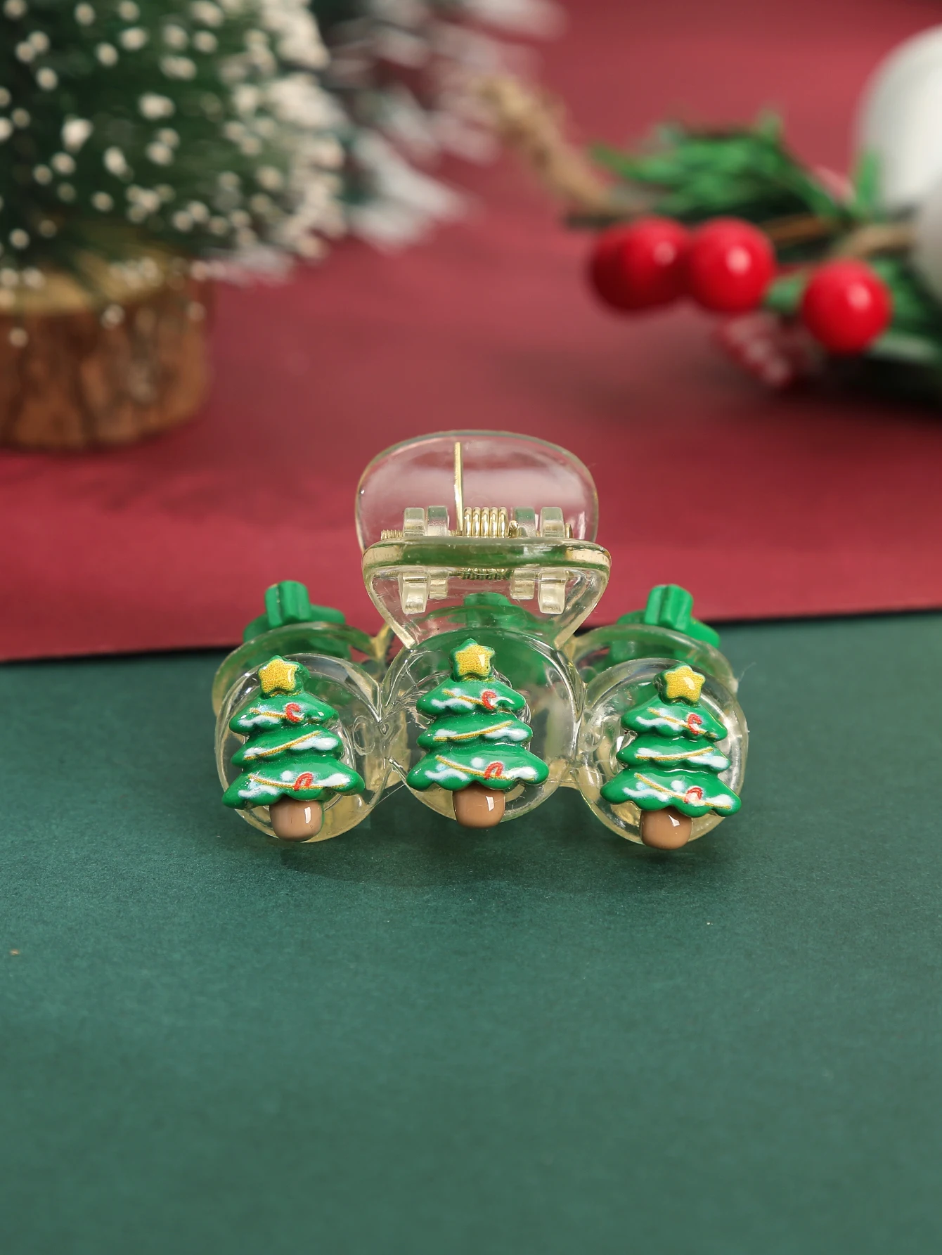 Christmas Tree Hair Claw Mini Small Cute Hairpin Crab Hair Grip Girls Green Red Festival Hairpin Fashion Hair Accessories