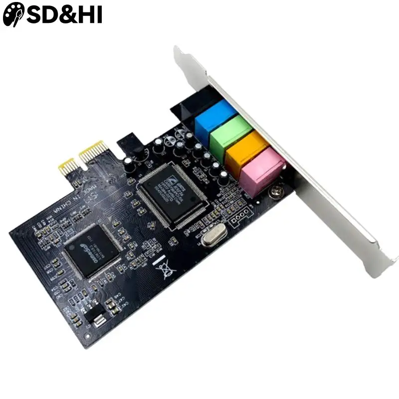 PCI Express X1 PCI-E 칩셋 오디오 디지털 사운드 카드, 솔리드 커패시터 Pcie 사운드 카드, 5.1 CH 24 비트, CMI8738, 신제품 도매