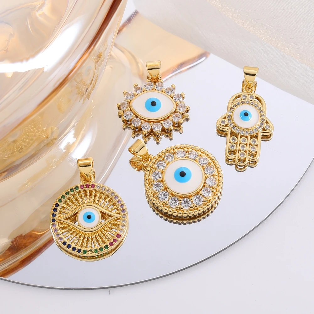 Juya 18K echt vergoldeter Davidstern Libelle Leopardenkopf Skorpion Delphin Liebe Herz Blume Griechischer böser Blick Charms Zubehör – Detail 17