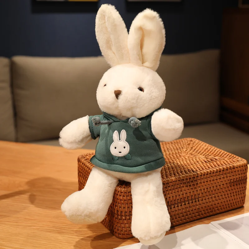 thumbnail image 1 of Conejo de peluche de 40cm para niños, juguete suave con capucha, almohada, regalo de cumpleaños, 1 of 5