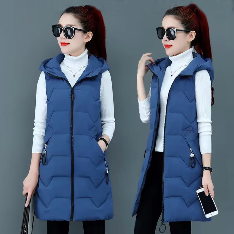 

Women's Sleeveless Vest Short Down Jacket Solid Korea Hooded Padded Vests Loose Females 2023 Ladies Fashion Casual Autumn Coat