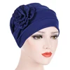 Women Big Flower Turban Cotton Cancer Beanie Bonnet Inner Hijabs Cap Hair Loss Chemo Hat Elastic Head Cap Muslim Indian Hat 1