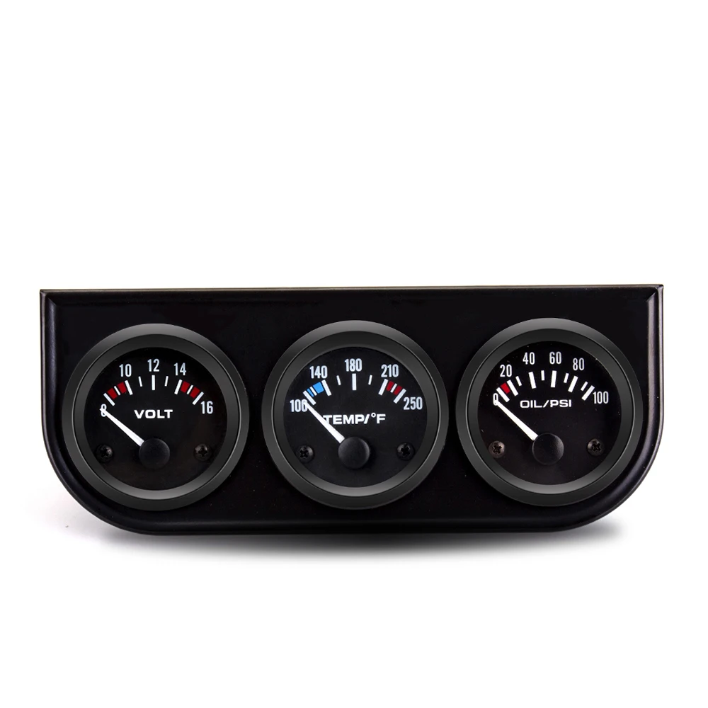 52MM 3-in-1 Voltmeter, Wassertemperaturanzeige, Öldruckanzeige-Set, Auto-Kraftstoff-Voltmeter, Wassertemperaturanzeige, Dreifach-Tachometer – Detail 16