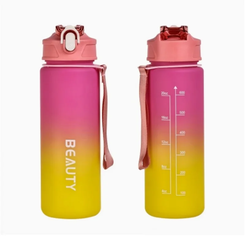 600ml 대용량 무광 플라스틱 물병, 야외 스포츠 및 사무실 사용에 적합, 무광 스포츠 물병