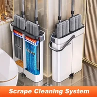 ไม้ถูพื้นแบบไม่ต้องใช้มือ JOYBOS ขนาด 40 ซม. ชุดทำความสะอาดพื้นแบบหมุน พร้อมถัง ผ้าไมโครไฟเบอร์ซักได้ ใช้ได้ทั้งแบบเปียกและแบบแห้ง สำหรับห้องน้ำ ห้องสุขา และบ้าน 1