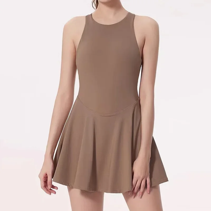 Tennis Dress Women One-Pieces Slim Fit Soft Sports Sets Athletic Dress with Chest Pads Workout Golf Clothes women dress sports clothing