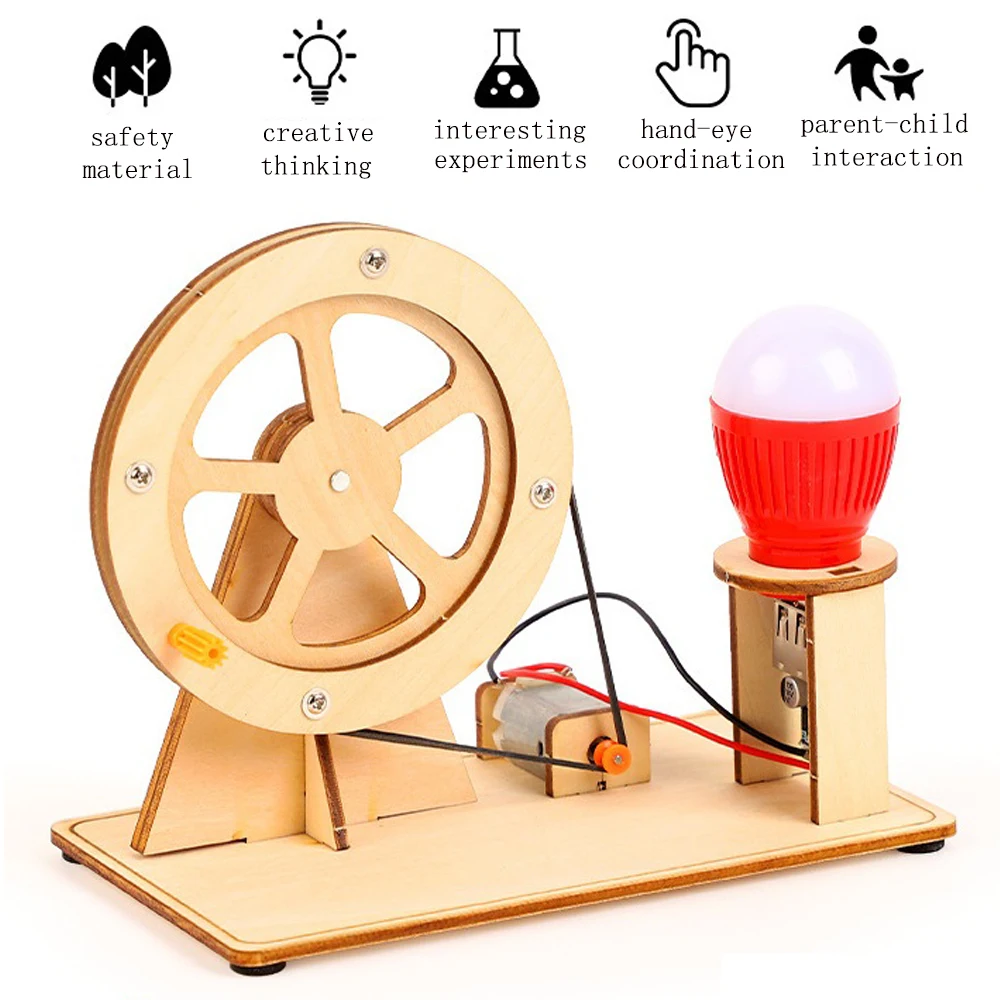 Hand Rock Motor Generator DIY Kit Education Learning Manual Generator Toy Kit Physical Experiments Laboratory Problem Solve Kit