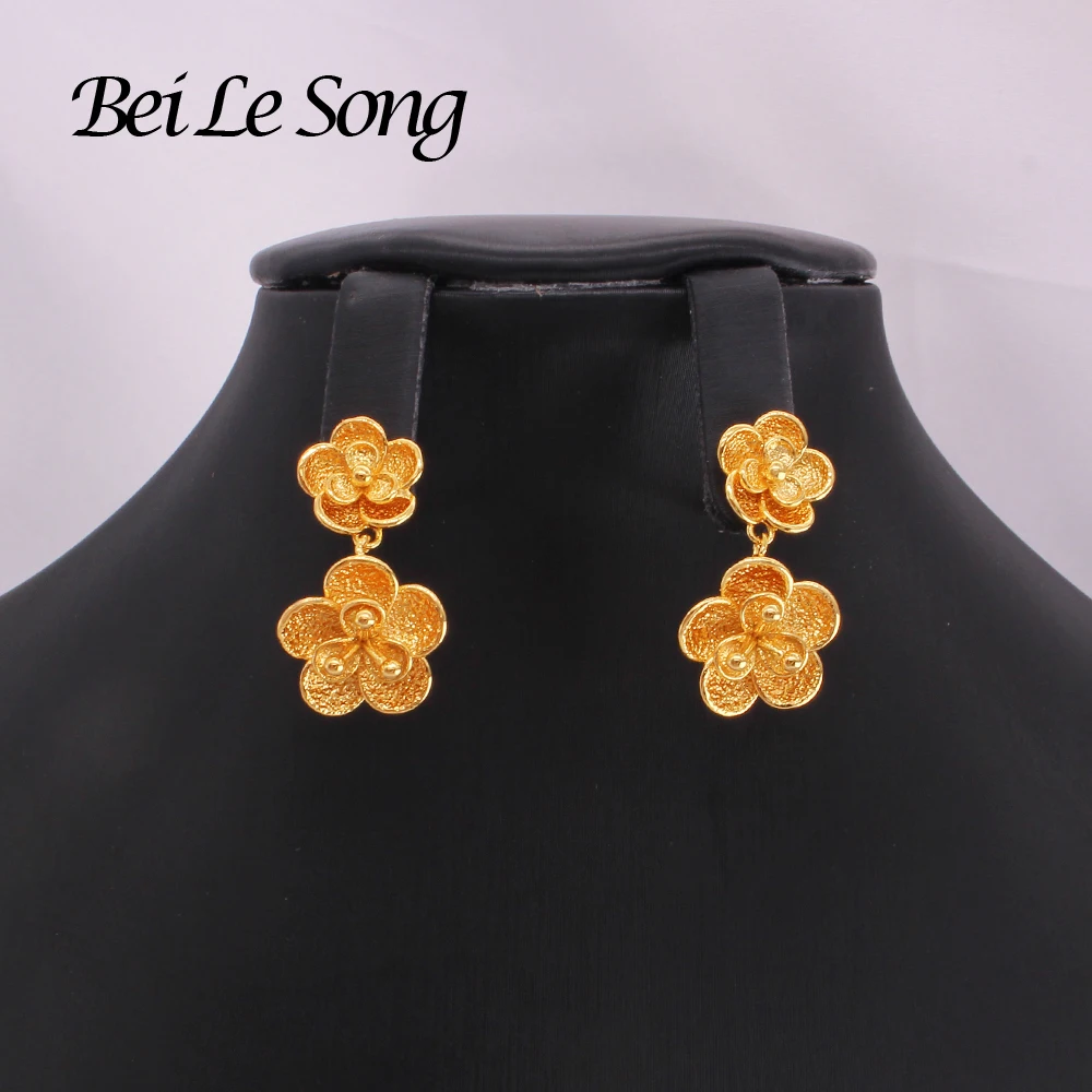 

Dubai fashion gold filled bridal flower stud earrings new Women's jewelry Dangle earrings piercings accesories for women