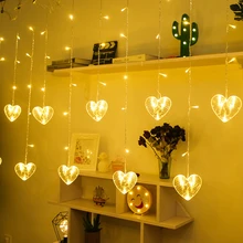 

LED Heart String Lights Curtain Lights String Lights Home Decor Lights Wedding Valentine TV Backdrop Wall Party Lights Outdoor