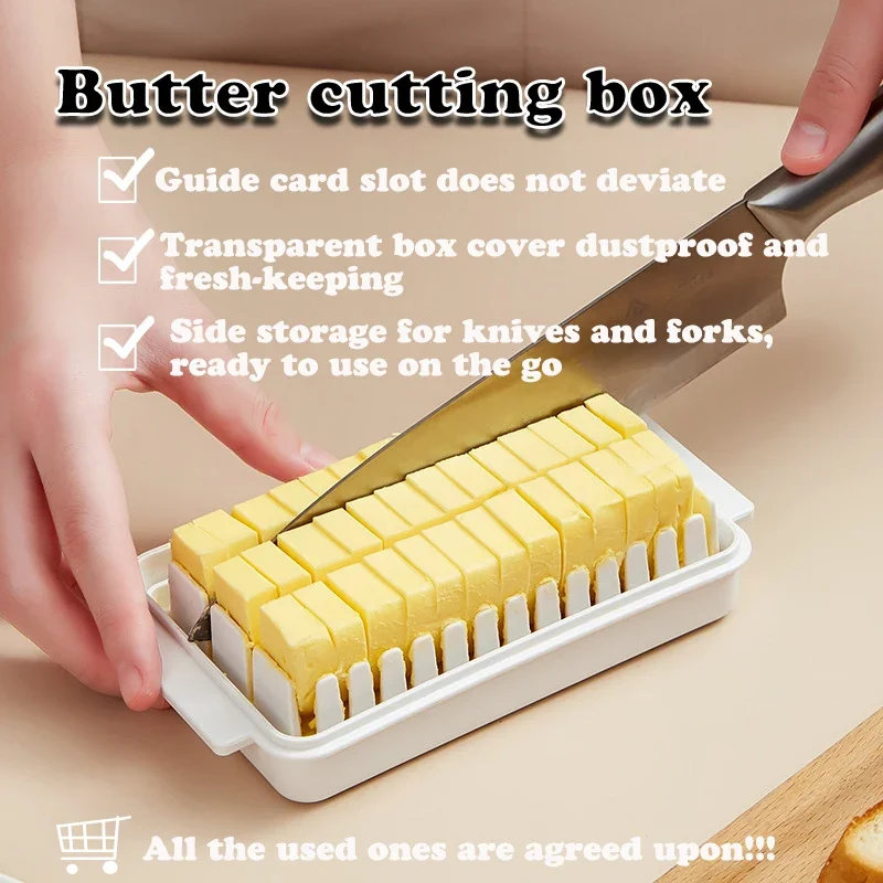 Japanese-style Transparent Cover Butter Divider Cutting Storage Box Butter Cheese Can Be Opened and Washed Refrigerator Crisper