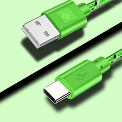 Nylon Braided USB - C Fast Charging Data Cable - Multiple Length Options - 0.5m (Green For Type C)