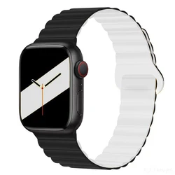 Magnetic Silicone Sports Strap - S10 - 46 45 44 42 49mm (1. Black and white)