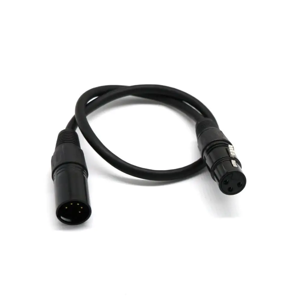 5-Pin DMX Male to 3-Pin XLR Female Cable Converter Wire Connector Adapter