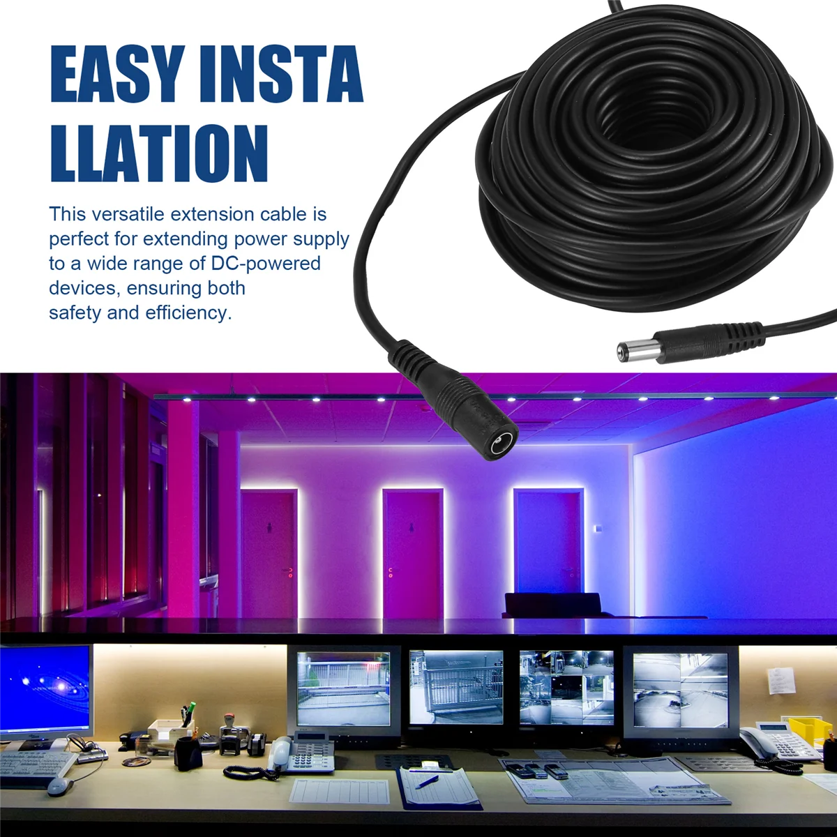 DC Power Extension Cable Connector Extension Cord Jack Adapter Lead Cable DC5521 Connector Male to Female 10M