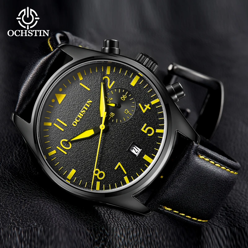 OCHSTIN New 2024 Business Light Luxury Pilot Series Men's Waterproof Watch Multifunction Quartz Movement Men's Quartz Watch