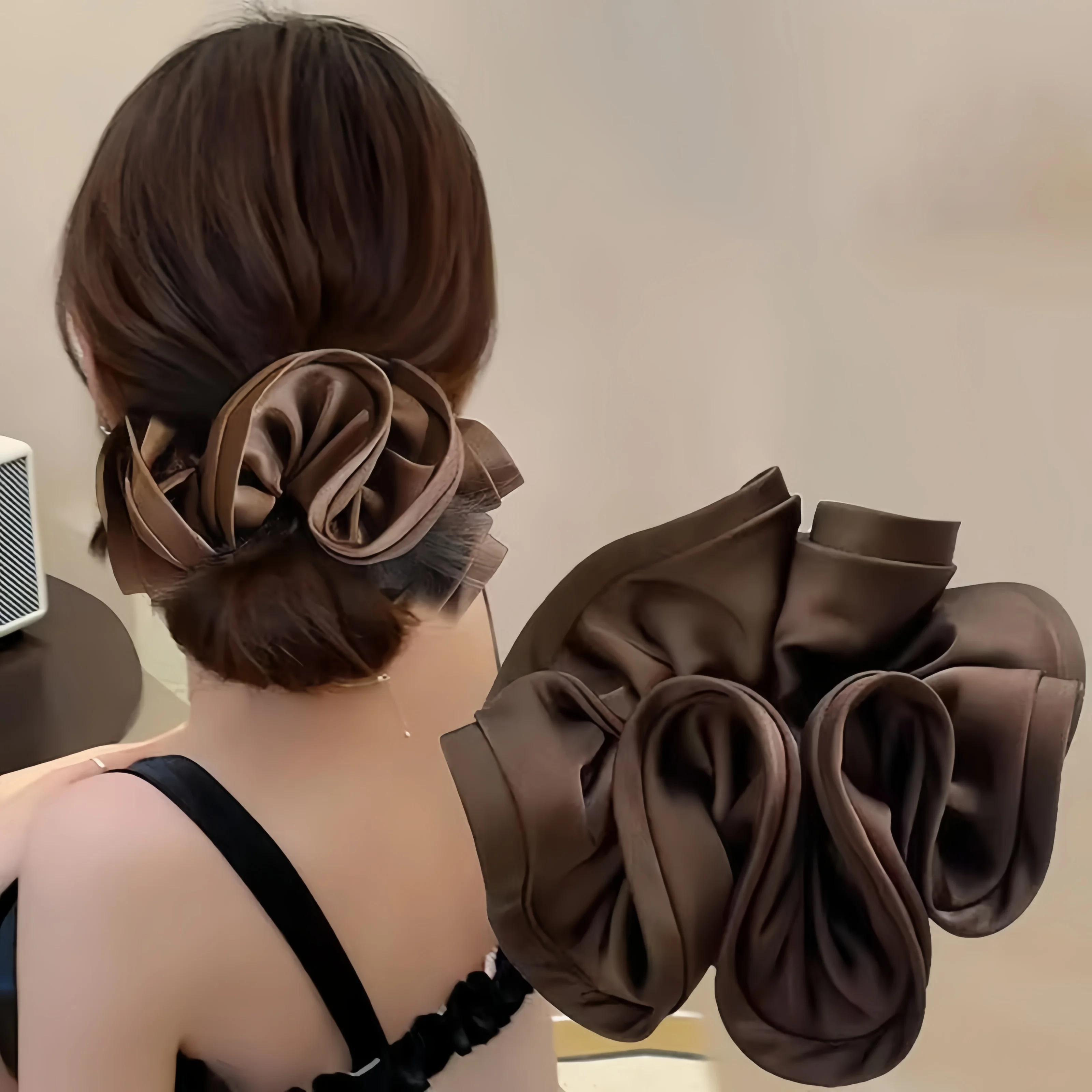 Elegant ribbon scrunchie styling