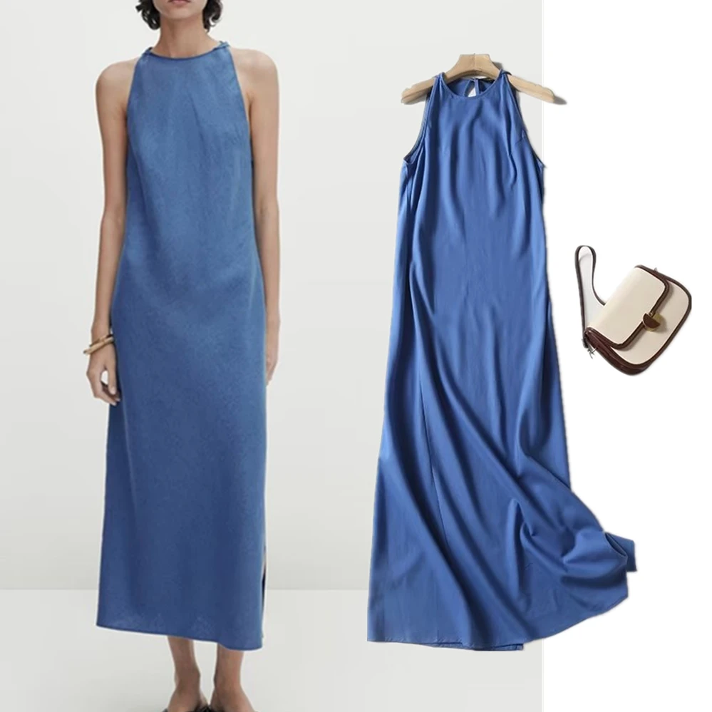 

Jenny&Dave Holiday Cotton Linen Casual Commuter Midi Dress Female Moroccan Sleeveless Elegant Summer Dress Women