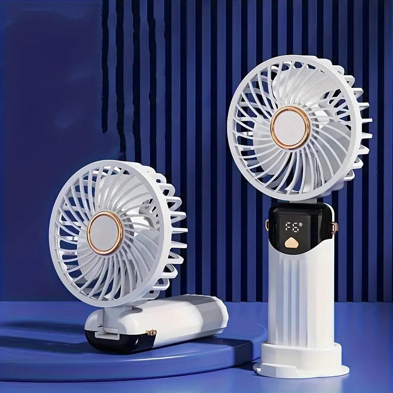Handheld Folding or String Neck-hanging Small Fan USB Charging Small Fan Handheld Portable Fan Displaying Battery Capacity 2 Sd4af519e8cc9480eafe8f58803b4fa8f4