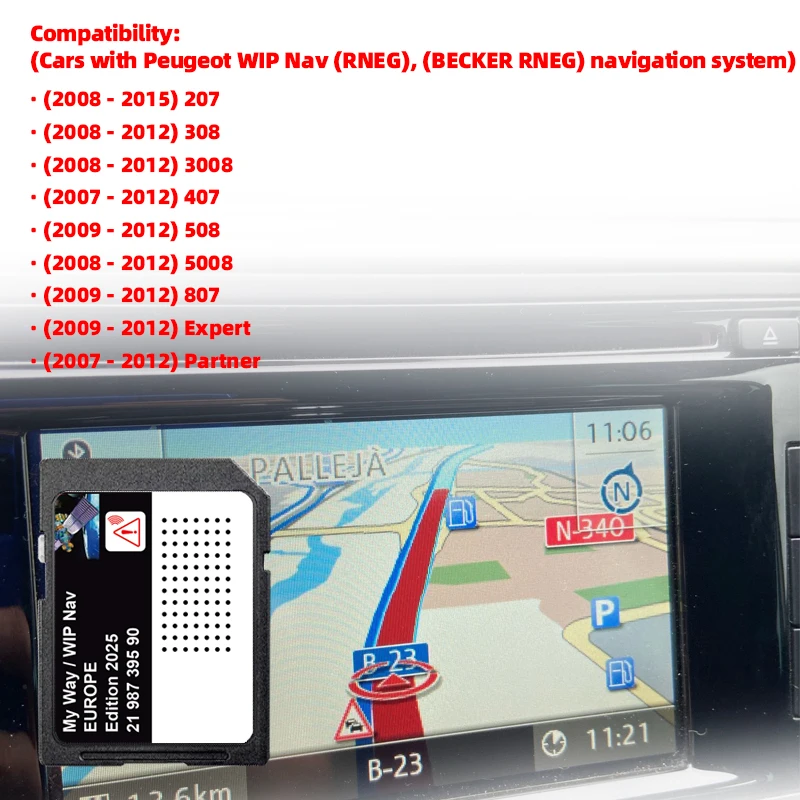 2025 EU Morocco maps GPS SD Card 16GB for Peugeot WIP Nav 207/308/3008/407/508/5008/807 Car Memory Software Navigation