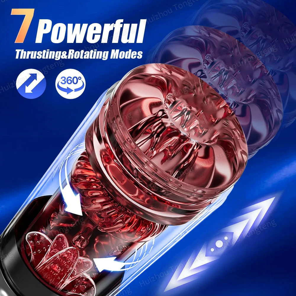 Male Masturbator Telescopic Rotation Cup Vagina Blowjob Adults Sex Toys for Men Piston Automatic