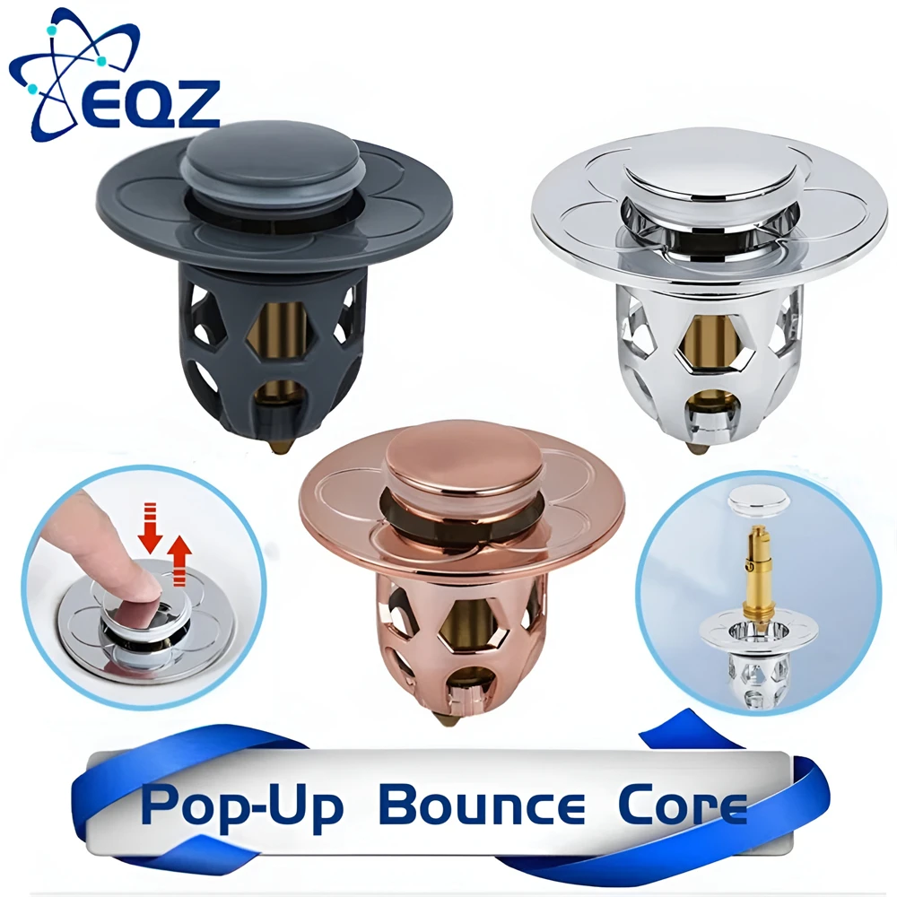 Drain Filter Drain Strainer Drain Stopper Basin Drain Stopper Hair Catcher Stopper Basin Sink Drain Bathroom Sink Stopper Bathroom Sink Plug Washbasin Drain Plug Bathroom Sink Drains Stainless Steel Pop-Up Bounce Core Basin Drain Filter Hair Catcher Shower Sink Strainer Bath Stopper Tools