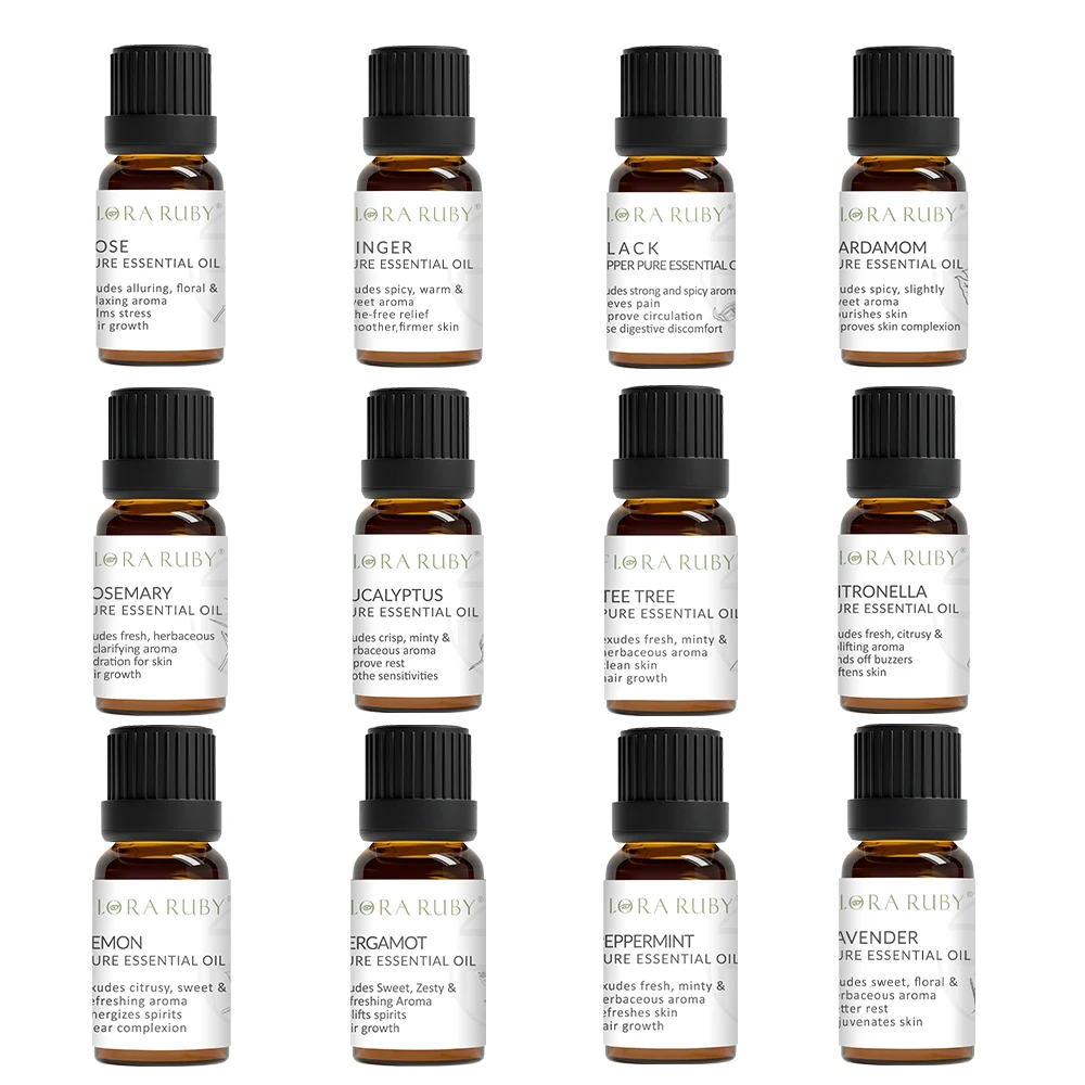 12 Bottles Essential Oils Set for Diffuser Home Essential Oil Aromatherapy Essential Oils for Candle Making Oils Humidifier waterless nebulizing essential oil aroma diffuser wooden aromatherapy no water scent machine purifying air silent home or car