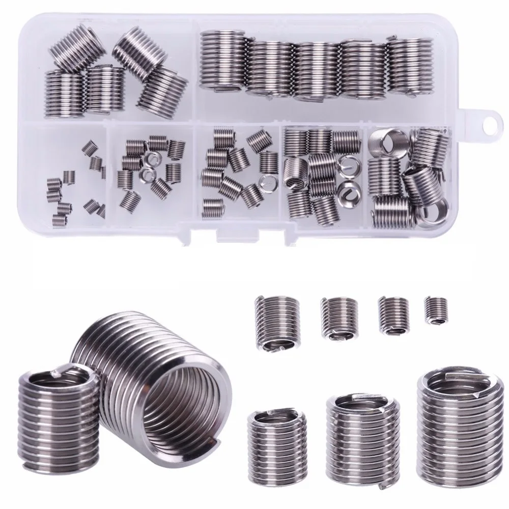 Helicoil Thread Repair Kit m3 m4 m5 m6 m8 M10 M12 2d Rosca Insert Tool Variedade Kit Aço Inoxidável 60 Pcs 304