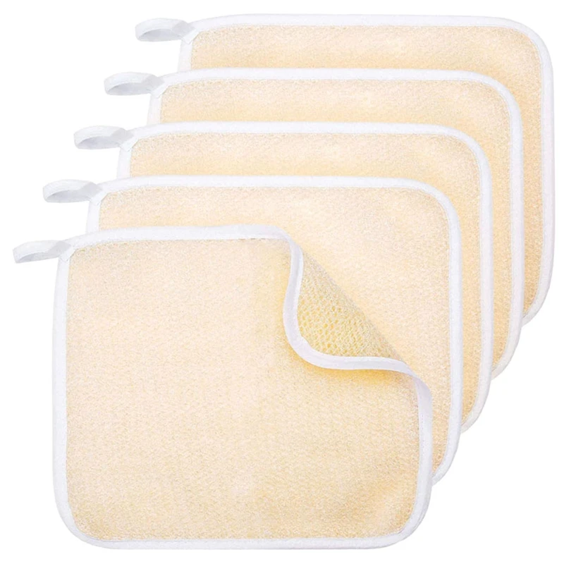 

5 Pieces Bath Exfoliating Face And Body Wash Cloths Towel Weave Bath Cloth Exfoliating Scrub Cloth Massage Bath Cloth 22 X 26Cm