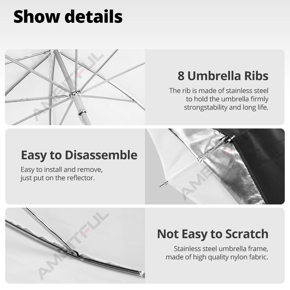 고독스 91cm 36인치 반투명 흑백 우산 이중층 반사판 스튜디오 플래시 스트로브 조명용