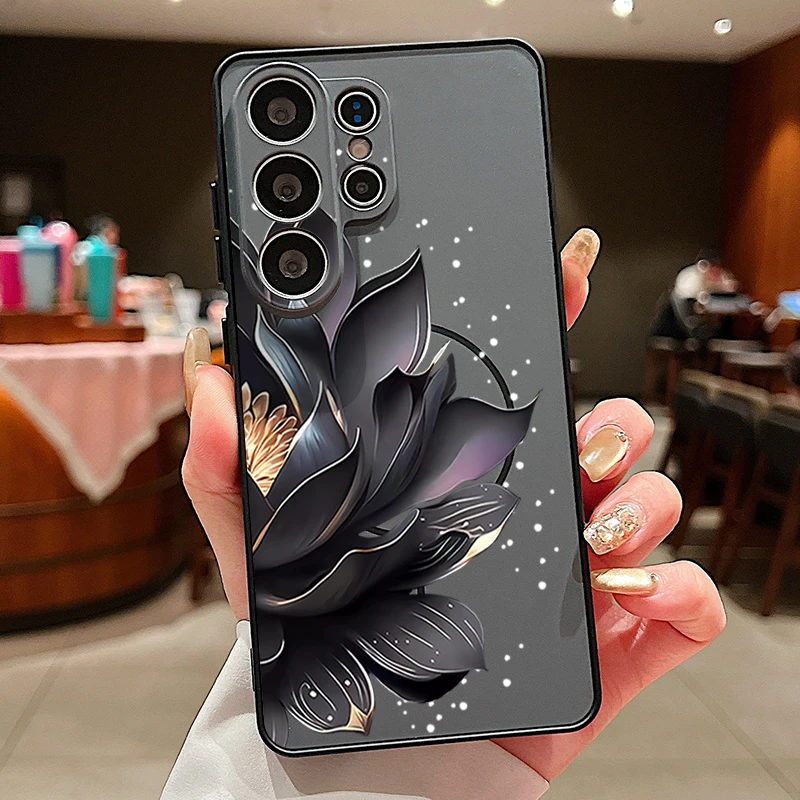 Pink Flower Pattern Magnetic Phone Case - Stylish Protective Hard Cover