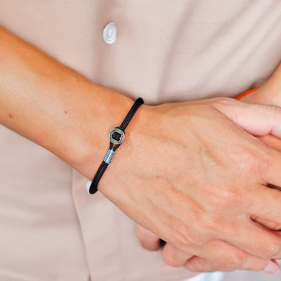 Silver Color Viking String Bracelet For Men