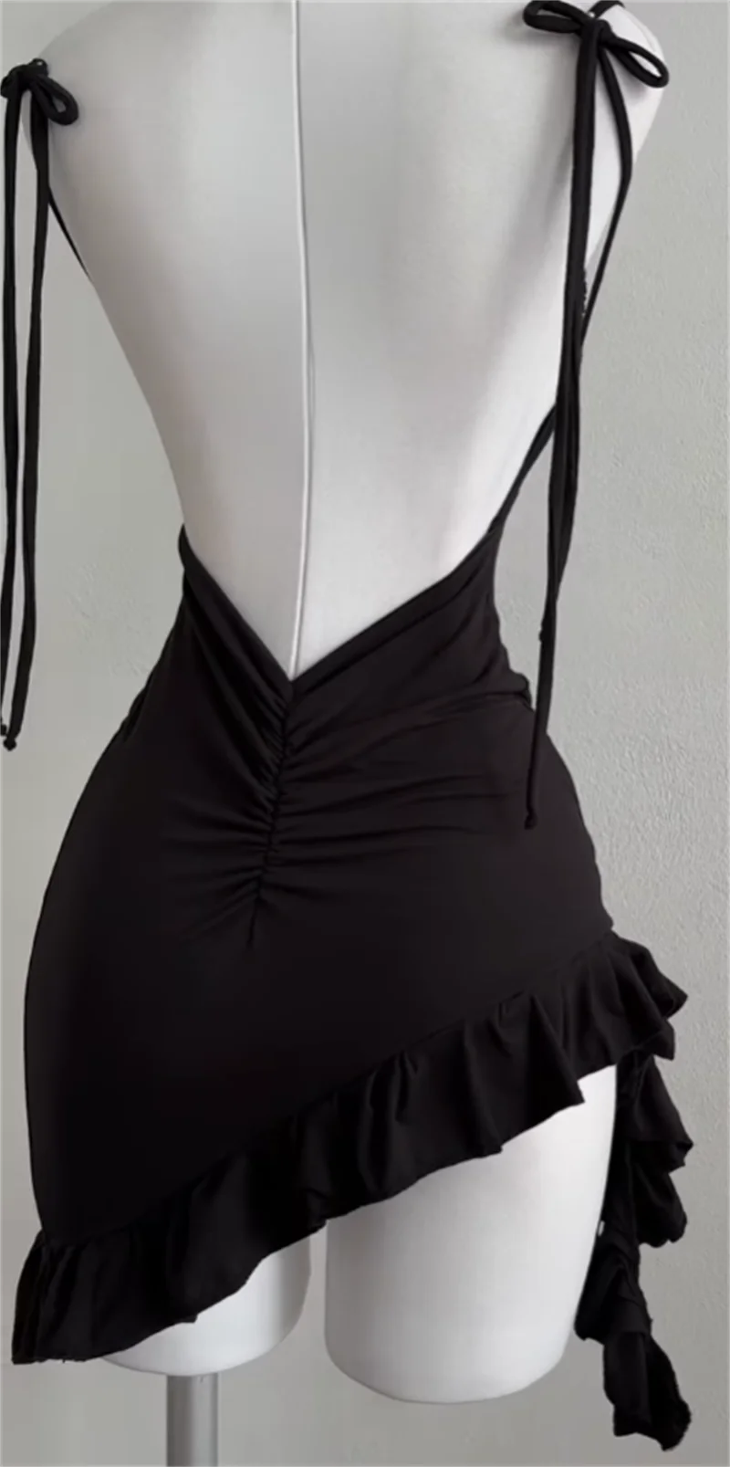 Sleeveless Backless Ruffles Mini Dress Women Summer Y2K Lace Up Black Bodycon Dresses Party Club Streetwear 2025 New Sundress 5