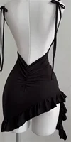 Sleeveless Backless Ruffles Mini Dress Women Summer Y2K Lace Up Black Bodycon Dresses Party Club Streetwear 2025 New Sundress - Image 5