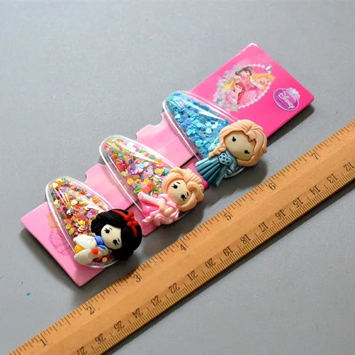 3pcs Disney princess children hair clip Frozen Elsa cartoon Hairpin girl doll Accessory baby jewelry head hoop Minnie hair clip