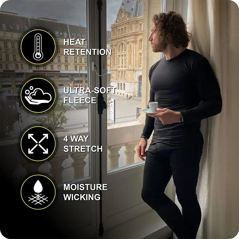 Long Johns Thermal Underwear Set for Men for Cold Weather Warm Base Layer Shirt Top Bottom Long Sleeves Undershirts Underpants