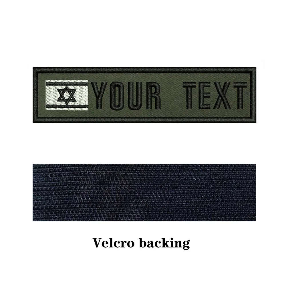 Army Green Background National Flags 10X2.5cm Embroidery Custom Name Text Patch Stripes Badge Iron On Or Velcros Patches 