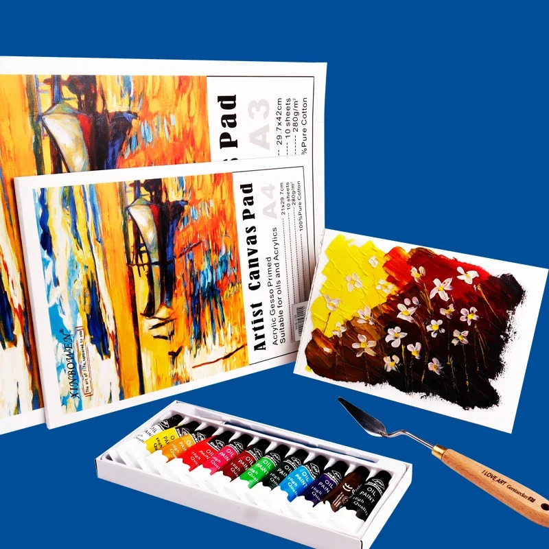 Artist Painting Canvas Pad A4/A5 280 GSM Cotton 10Sheet Paper Oil Painting Sketchbook Board