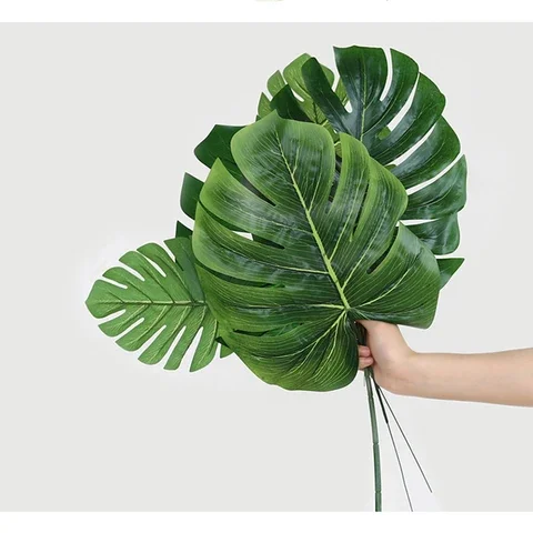 

Fake Tropical Monstera Palm Leaves for Hawaiian Luau Summer Beach Birthday Party Decoration in Artificial Home Garden