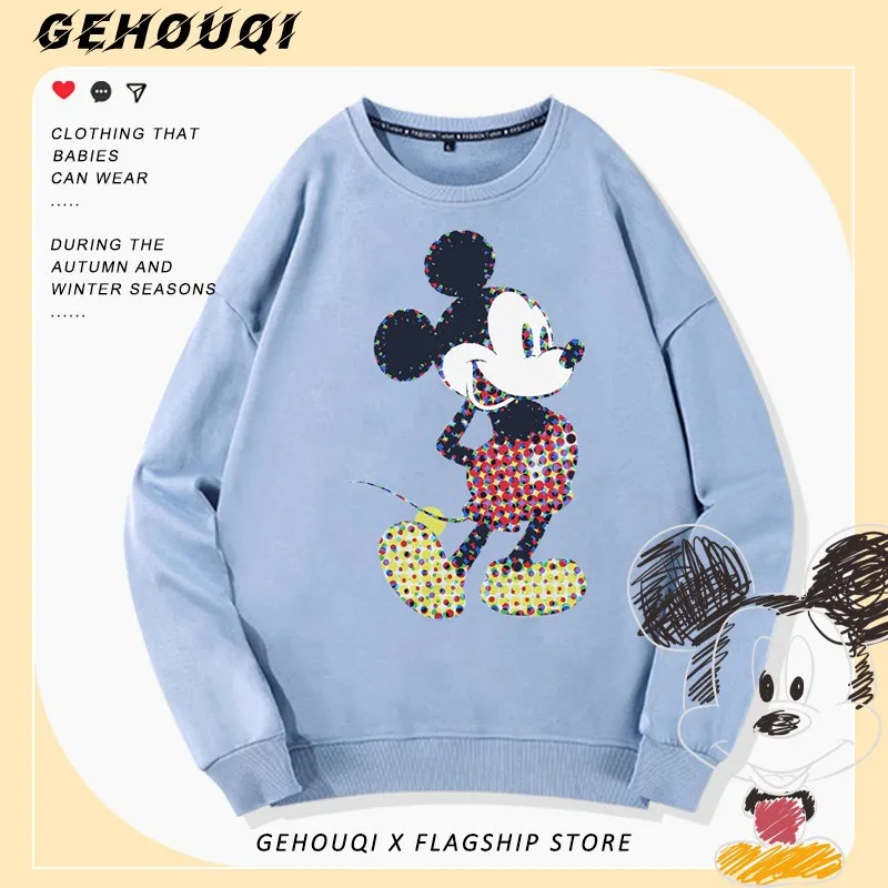 

Disney Mickey Co-named Crewneck Hoodie Men 2024 New Coat Tide Brand Mickey Mouse Cartoon Children Clothes Tide
