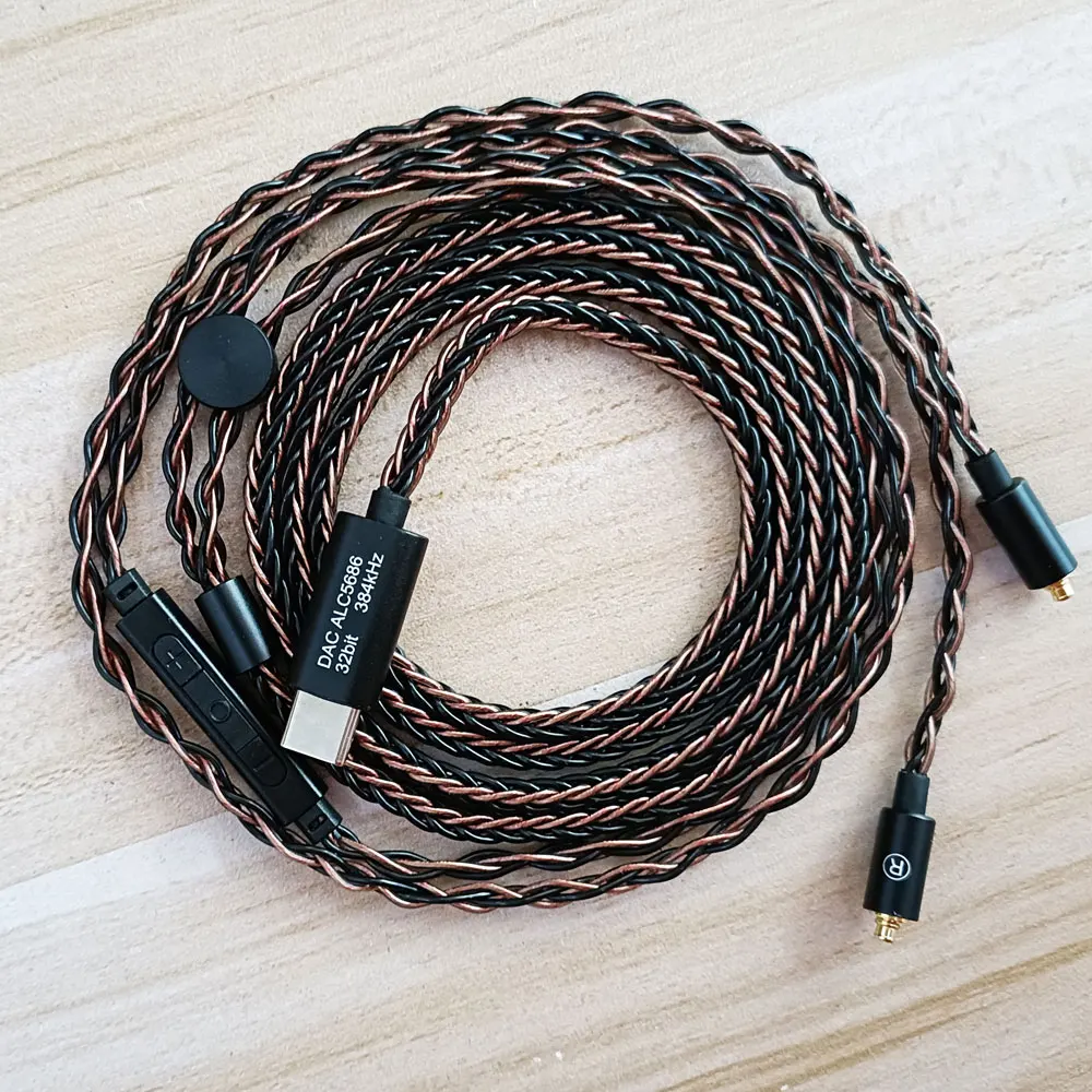 Adaptador de Decodificação para Shure Cabo de Cobre com Mic Único Cristal Cobre tipo c Dac Alc5686 Mmcx Se215 Se846