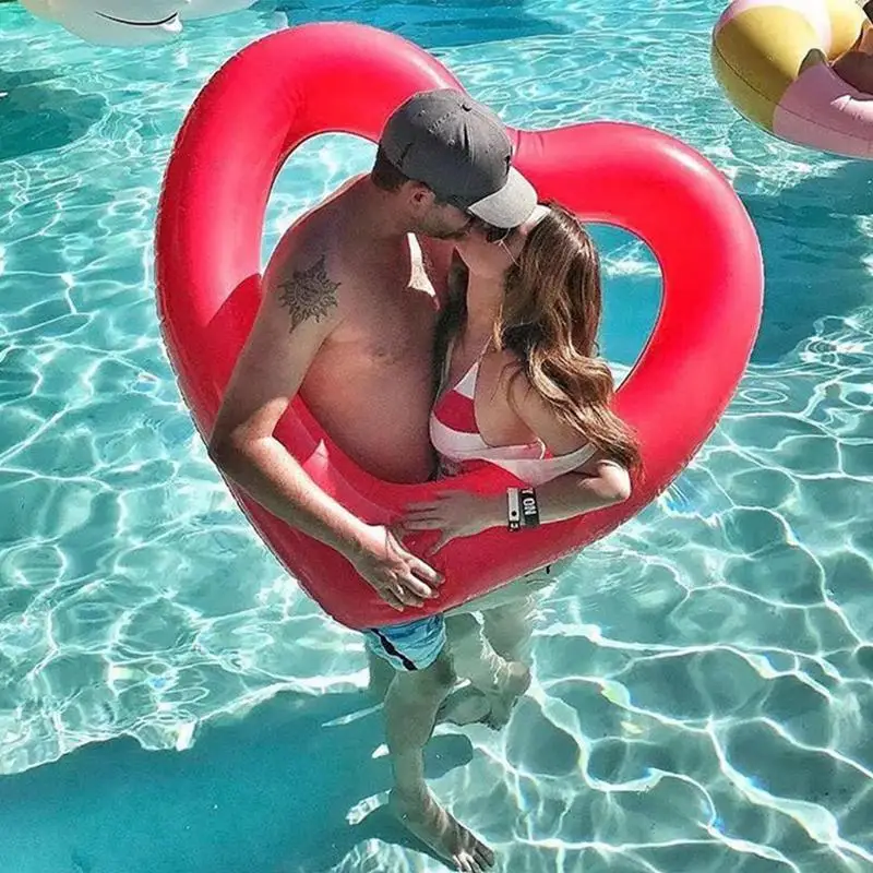 Inflatable Pool Float Inflatable Swimming Ring Pool Floats Heart Shaped Loungers Tube Summer Water Fun Beach Party For Adults Kids