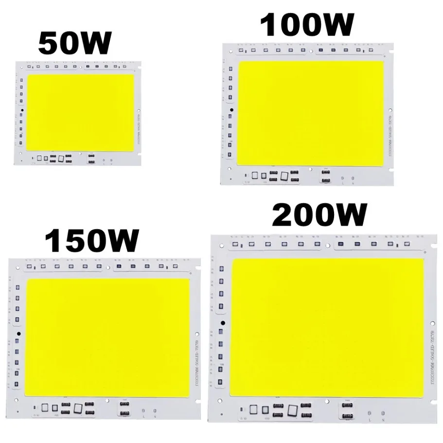 LED COB 칩 50W 100W 150W 200W 200-240V 스마트 IC 필요 없음 드라이버 LED 램프 광원 홍수 빛 스포트라이트 DIY 조명