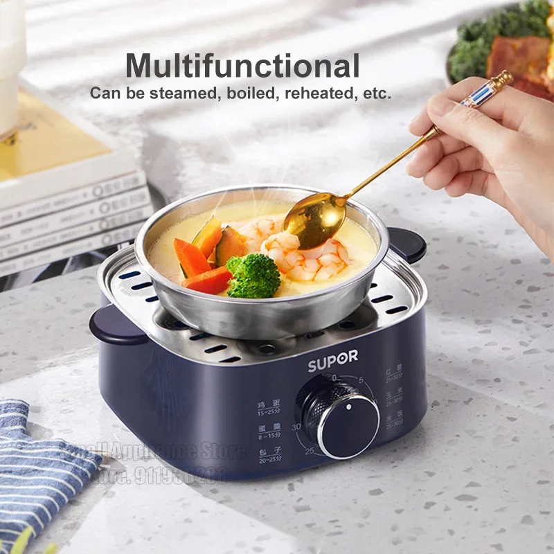 SUPOR Steamer Electric Steam Pot Cooking Steaming Home 2-layer Transparent Food Dumplings Household Pan Warmer Multicooker 220V