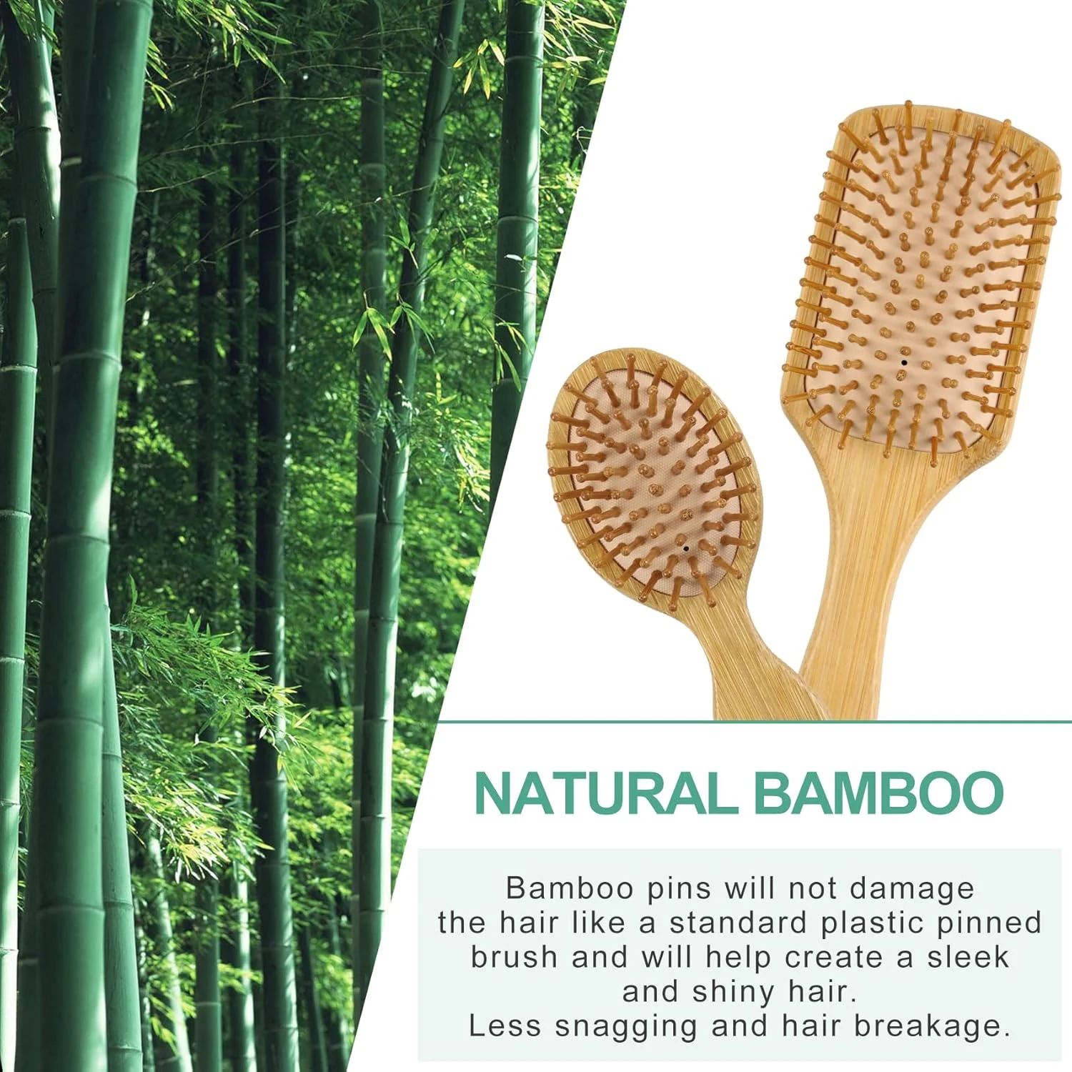 Deluxe Bamboo Hairbrush & Air Cushion Comb Set - Versatile & Gentle Haircare
