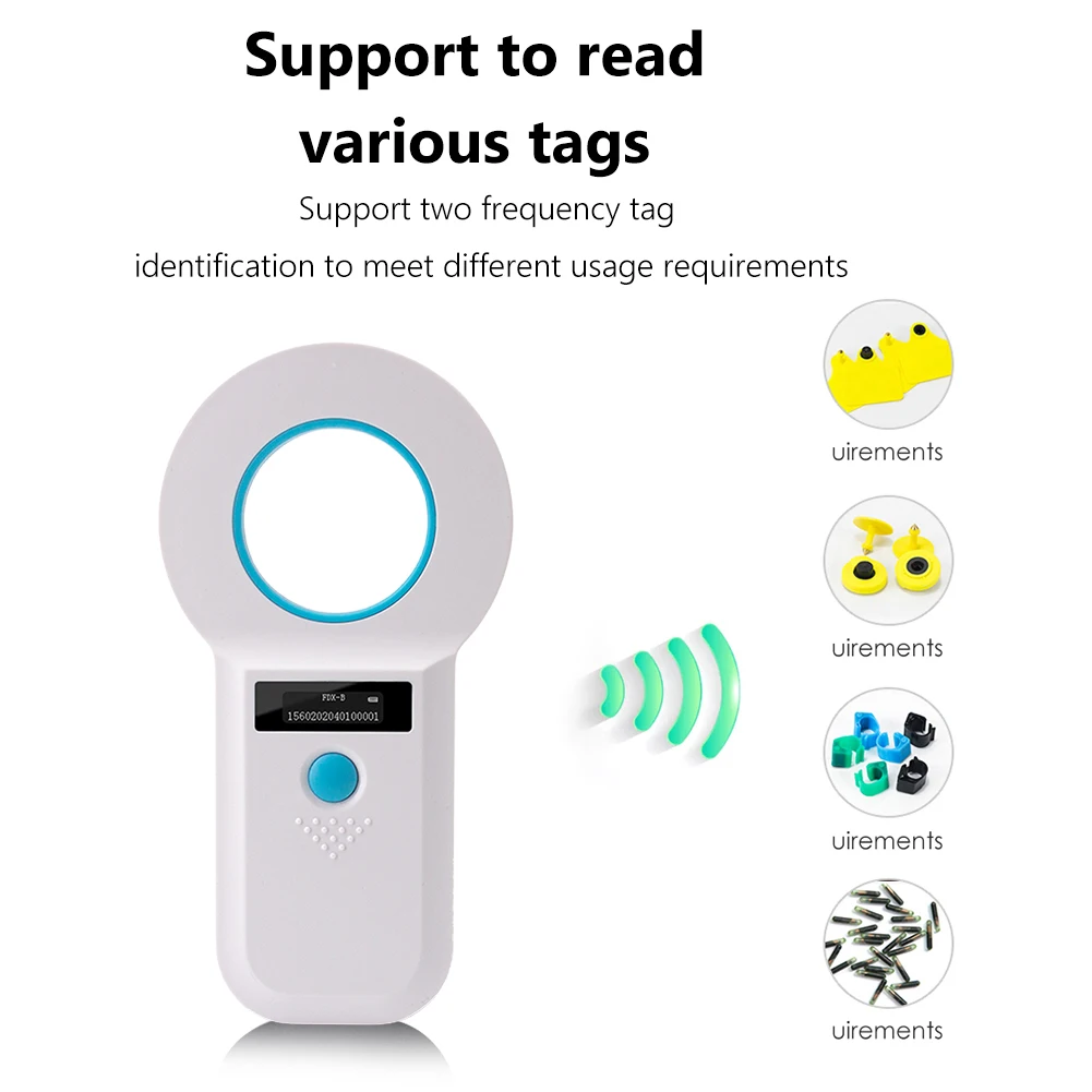 RFID Animal Reader 134.2Khz/125Khz Pet ID Scanner EMID FDX-B Microchip Tag Registration For Cow Fish Dog Cat Pet ID Scanner