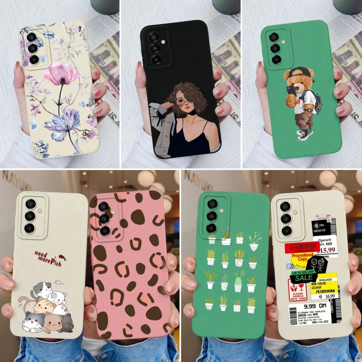 Per Samsung Galaxy M23 M33 M53 Custodie Cartoon Silicone Liquido Protezione Completa Anti Choc Cover Per Samsung M 23 M 33 M 53