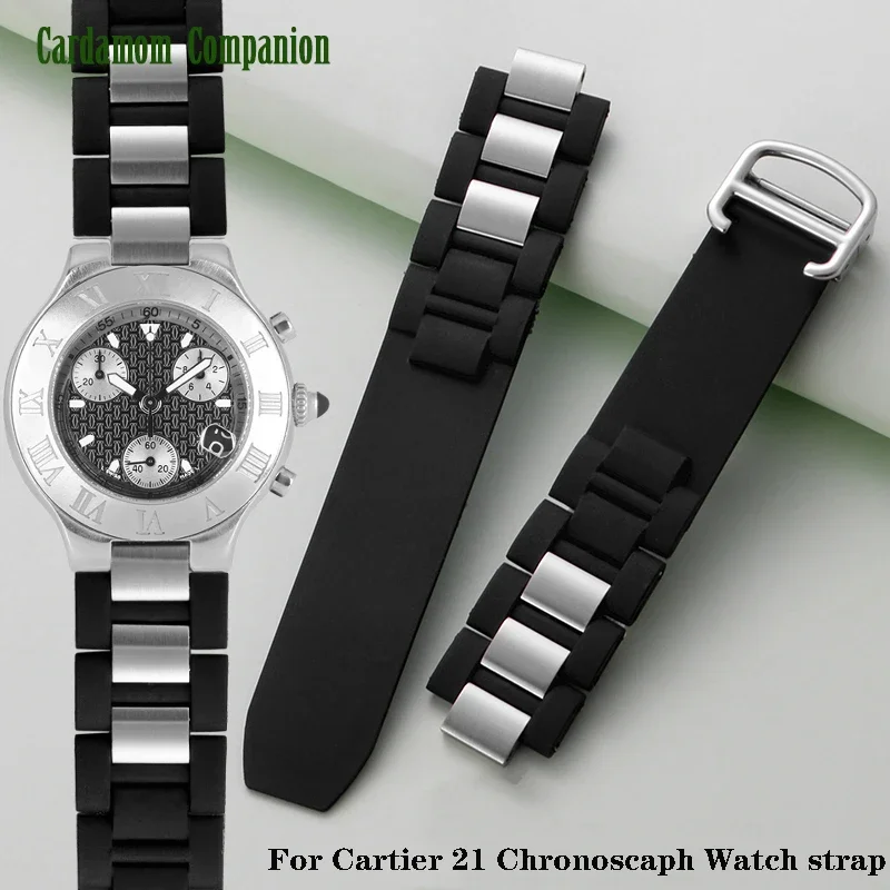 Cinturino In Silicone Di Alta Qualità Con Convesso 20 Mmx10Mm Per Cinturino Sportivo Impermeabile Cartier 21 Chronoscaph W10198U2 W10197U2 Belt